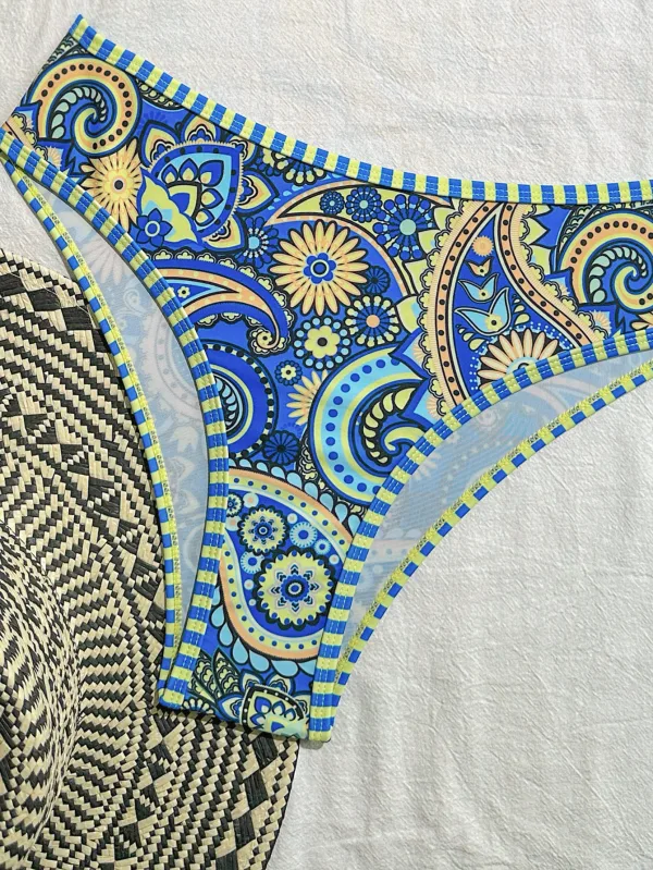 Paisley Print Bandeau Bikini Set
