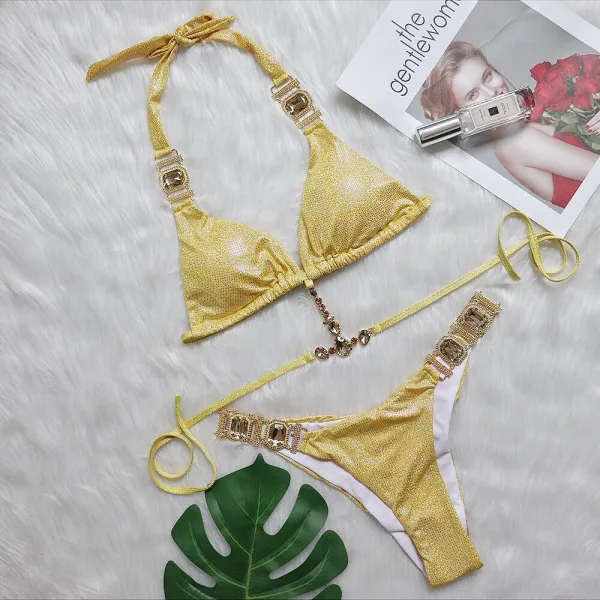 Glitter Ties Halter Bikini Set