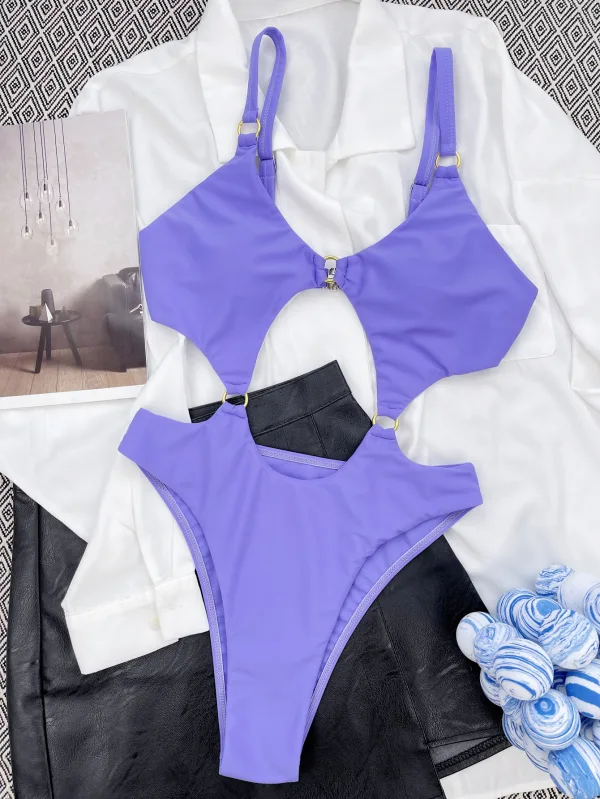 Solid Purple One-Piece Swimsuit