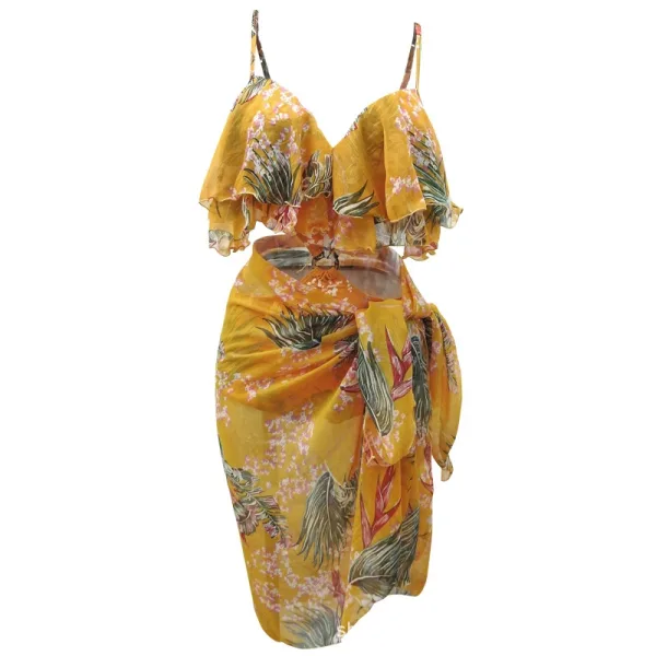 Floral One-Piece Swimsuit with Belt