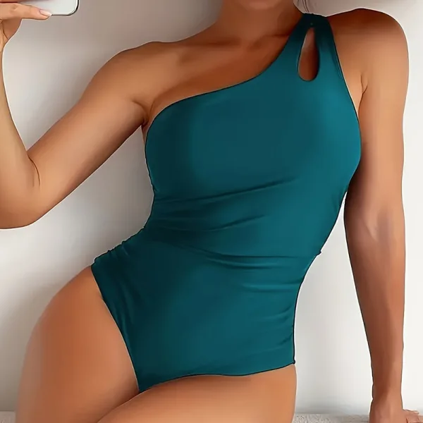 Solid Peacock Blue One-Piece Swimsuit