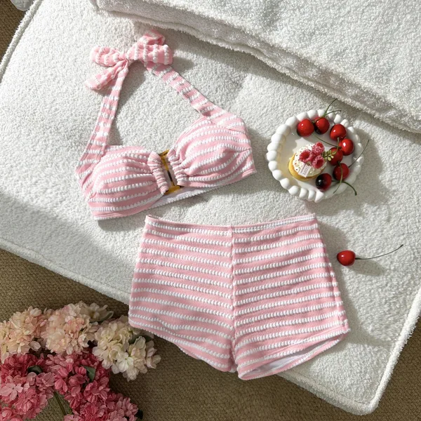 Solid Strap Two-Piece Bikini Set