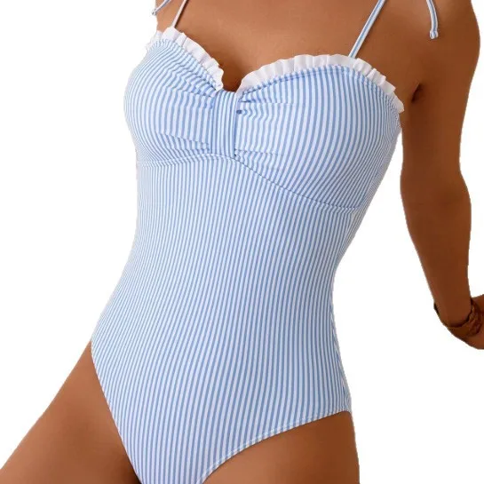 Coastal Stripe Open-Back One-Piece Swimsuit