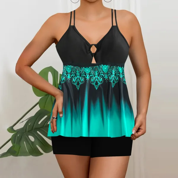 Coastal Two-Piece Tankini Shorts Set