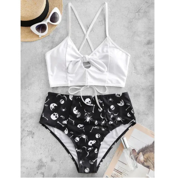 Monochrome Contrast One-Piece Swimsuit
