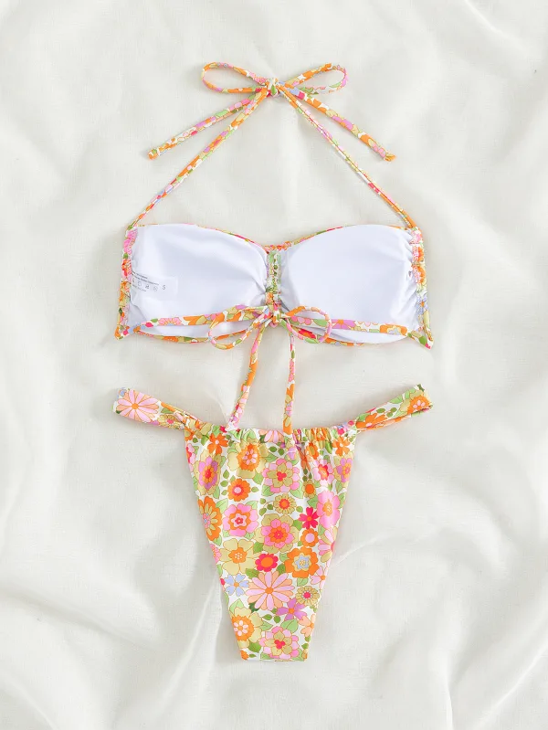 Drawstring Split Bikini Set