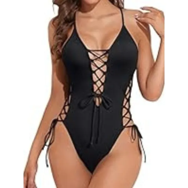 Coastal Textured One-Piece Backless Swimsuit