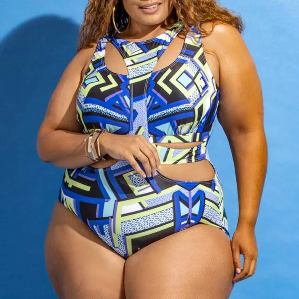 Ethnic Print One-Piece Swimsuit