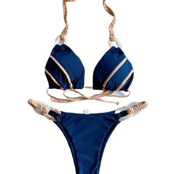 Lace-Up Bikini Set with Minimalist Silhouette