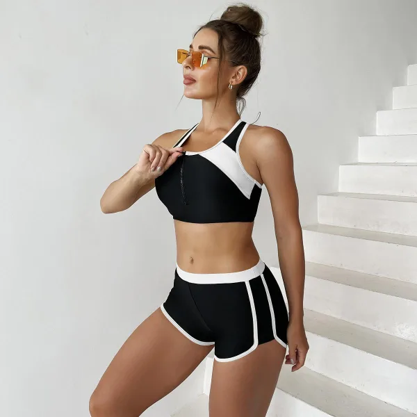 Solid Color Two-Piece Bikini Set