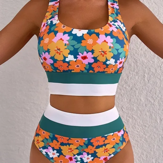 High-Waist Sleeveless Bikini Set