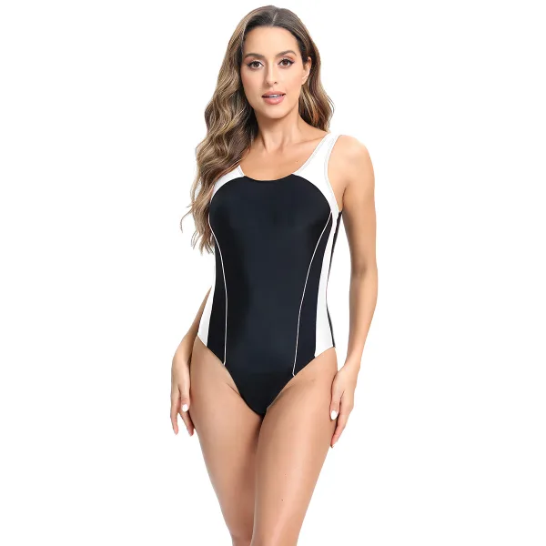 Color-Block Sporty One-Piece Swimsuit