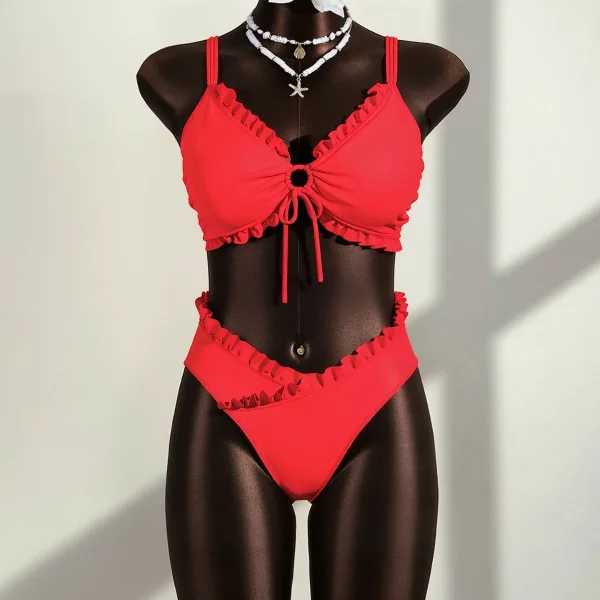 Soleil High-Waisted Bikini Set with Ruffle Trim