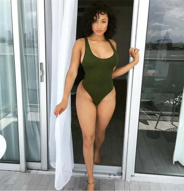 Minimalist Low-Cut One-Piece Swimsuit