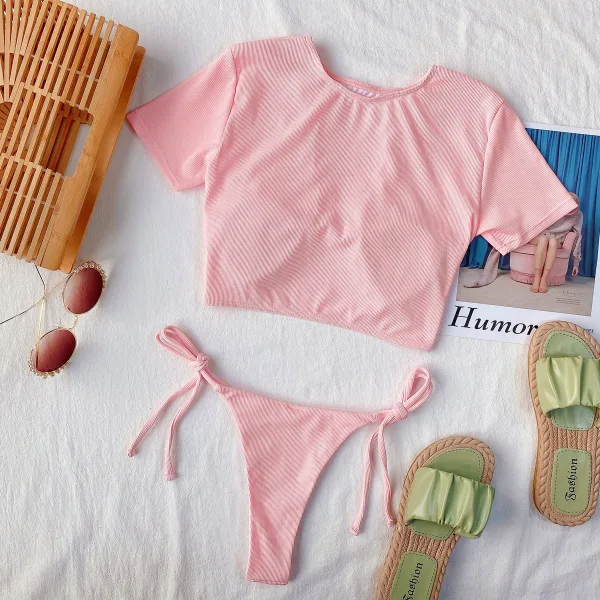 Short-Sleeve Cut-Out Bikini Set