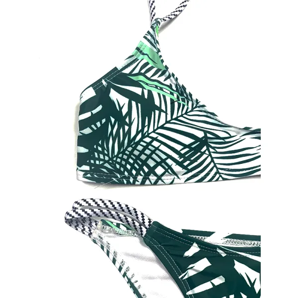 Verdant Leaf Print Two-Piece Bikini