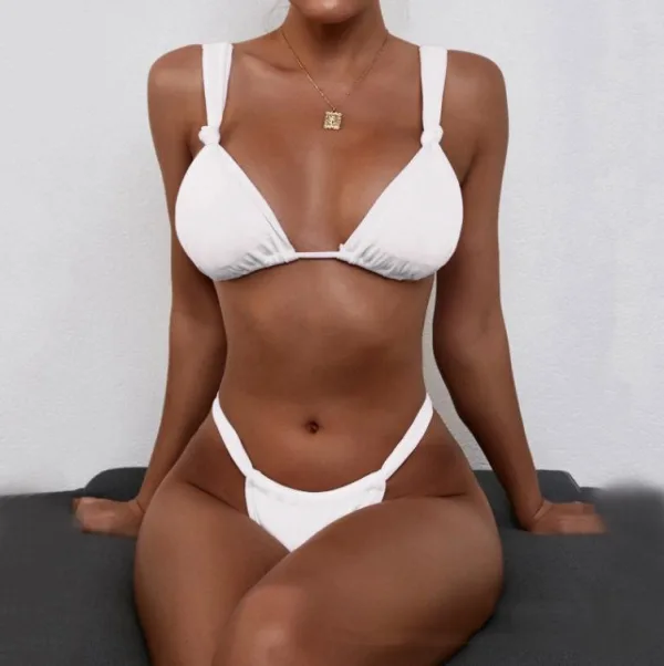 Pleated Knot Bikini Set with Split Strap Detail