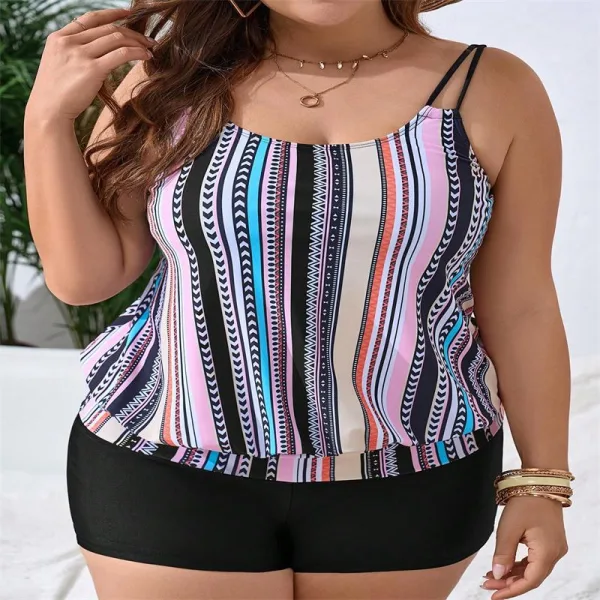 Classic Two-Piece Swim Set with Supportive Boxer Shorts