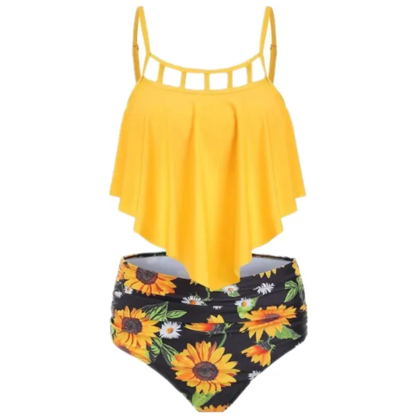 Sunflower Ruffle High-Rise Bikini Set
