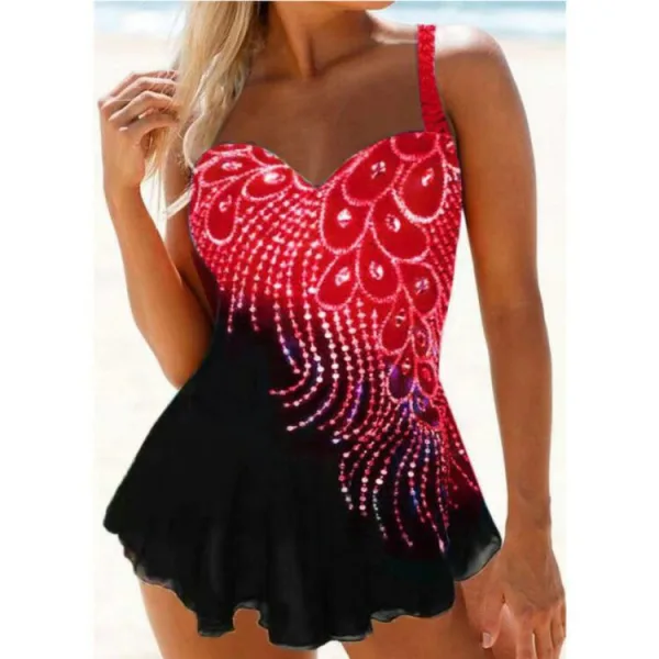 Aurelia Tube Top Bikini with Diamond and Feather Print