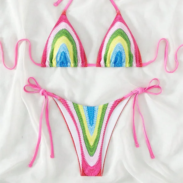 Lace-Up Bikini Set in Multicolor