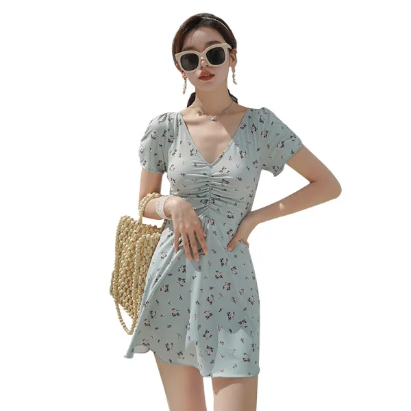 Ethereal Short-Sleeve One-Piece Swimsuit