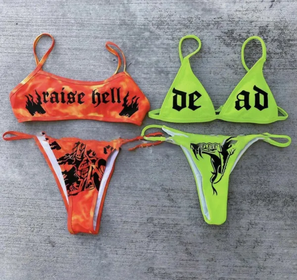 Serpent Print Bikini Set in Vibrant Neon