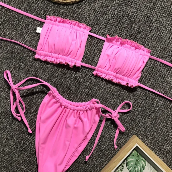 Pleated Bikini Set with Soft Padding