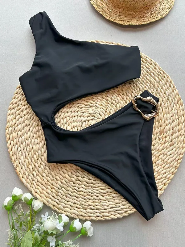 Classic Solid One-Piece Swimsuit