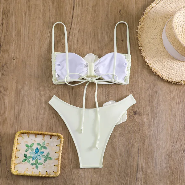 Floral Embellished Tube Top Bikini Set