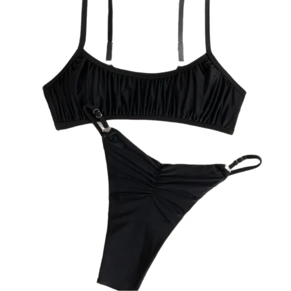 Ruched Lace-Up Bikini Set