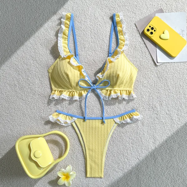 Strappy Solid Bikini Set