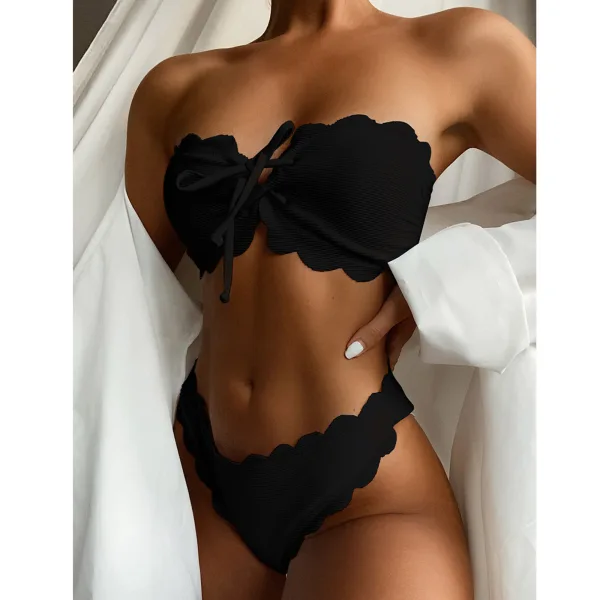 Luna High-Waist Tube Top Bikini Set