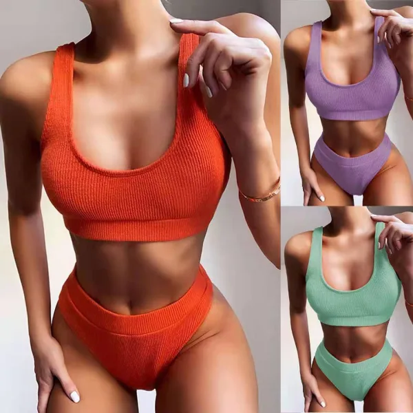 Knitted High-Waist Bikini Set