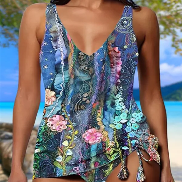 Printed Triangle Bikini Set