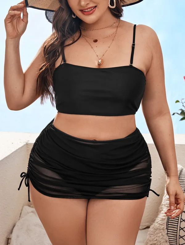Classic Three-Piece Bikini Set with Matching Cover-Up