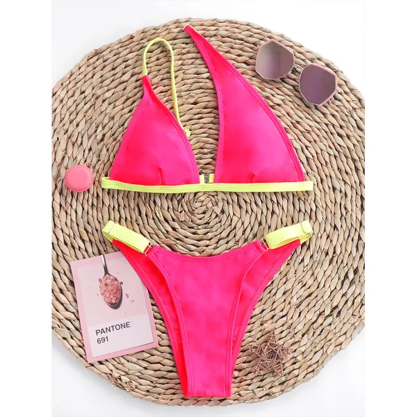 One-Shoulder Bikini Set in Solid Tones