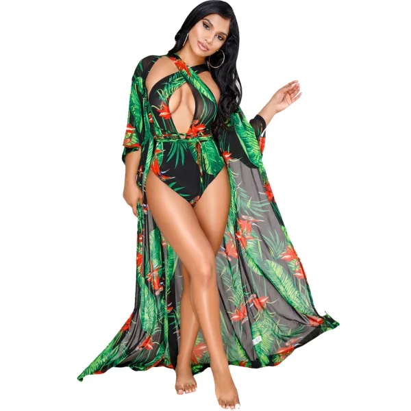 Floral Chiffon Two-Piece Bikini Set