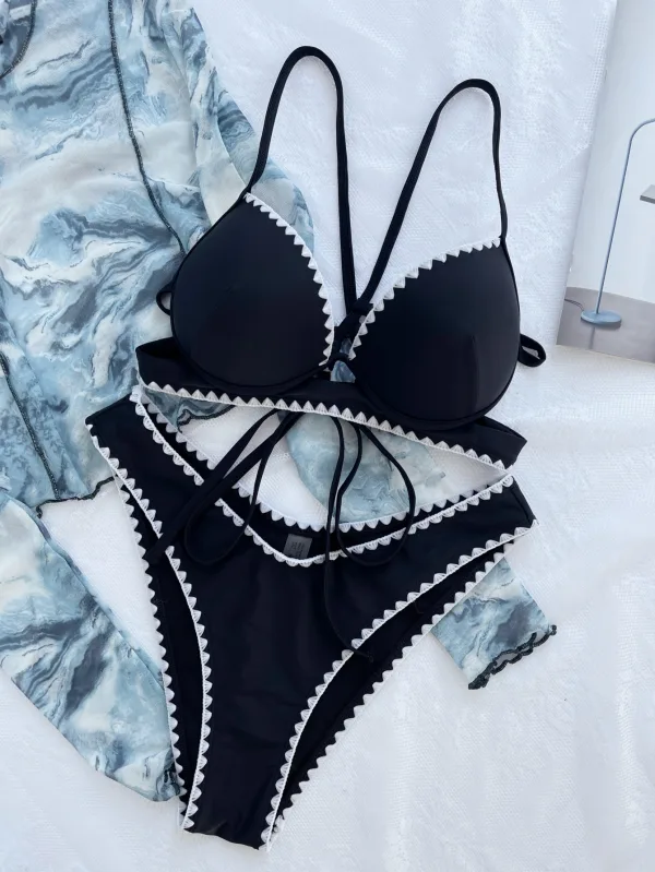 Classic Black Split Bikini Set