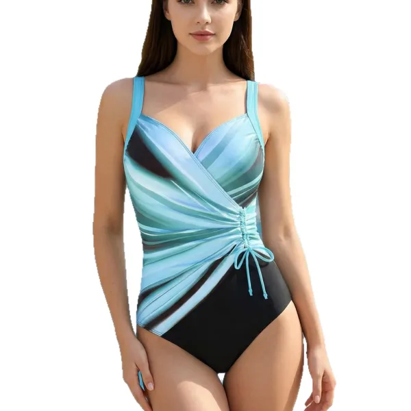 Striped Backless One-Piece Swimsuit
