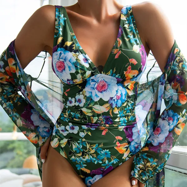 Floral Sleeveless One-Piece Swimsuit