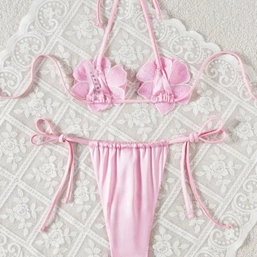 Sequin Bikini Set in Pink
