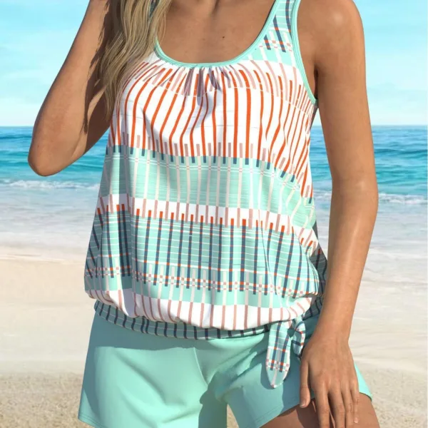 Azure Striped Bikini Set