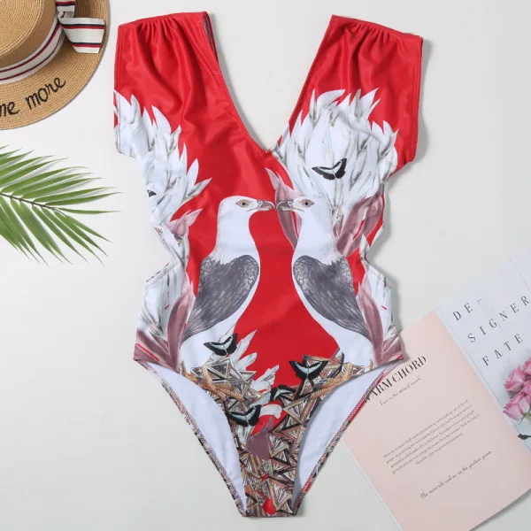 One-Piece Swimsuit with Graphic Print