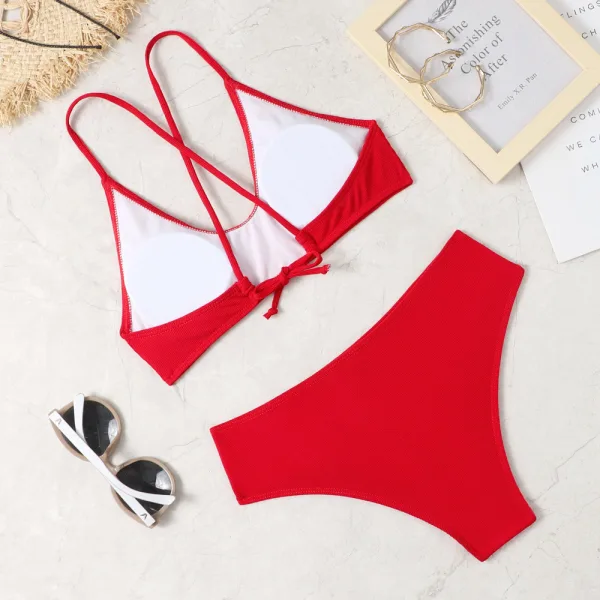 Solid Colour Two-Piece Bikini Set