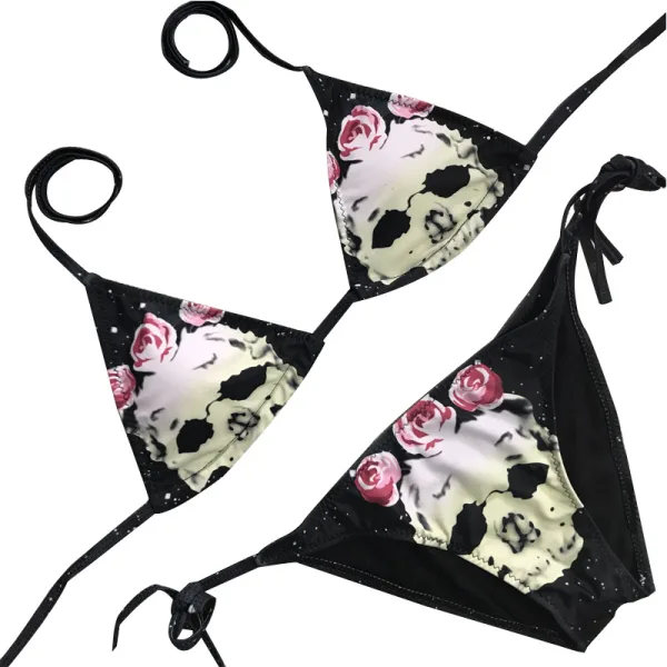 Skull Print Bikini Set with Supportive Padding