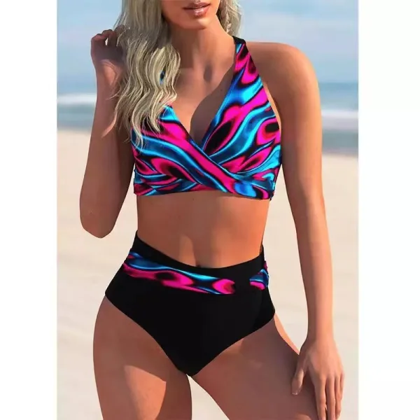Vintage Printed High-Waist Bikini Set