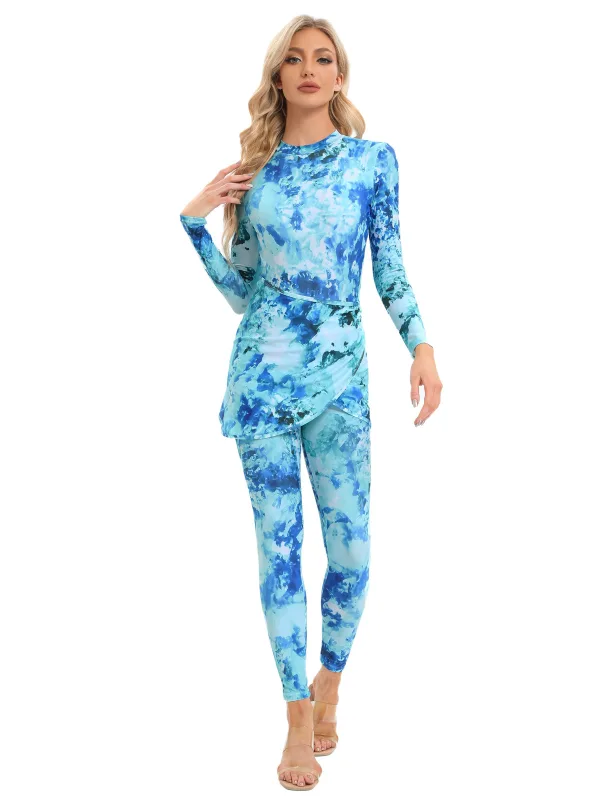 Modest Printed Three-Piece Swim Set