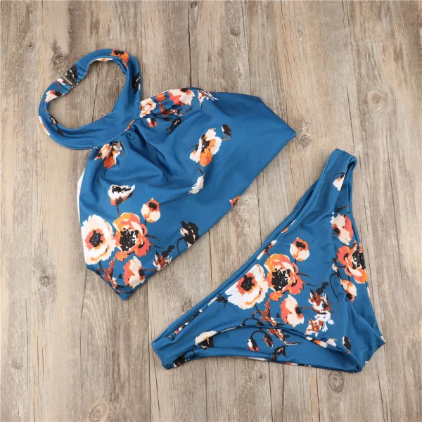 Halter Neck Printed Two-Piece Bikini