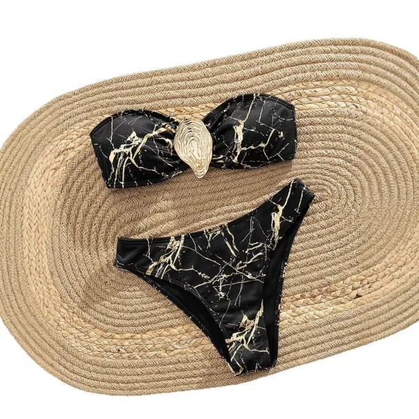 Marble Ruffled Bikini Set